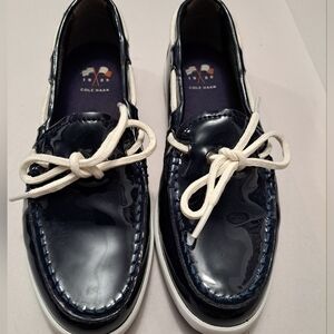 Cole Haan Women's Navy Blue Patent Leather Slip On Loafers/Boat Shoes Size 7B